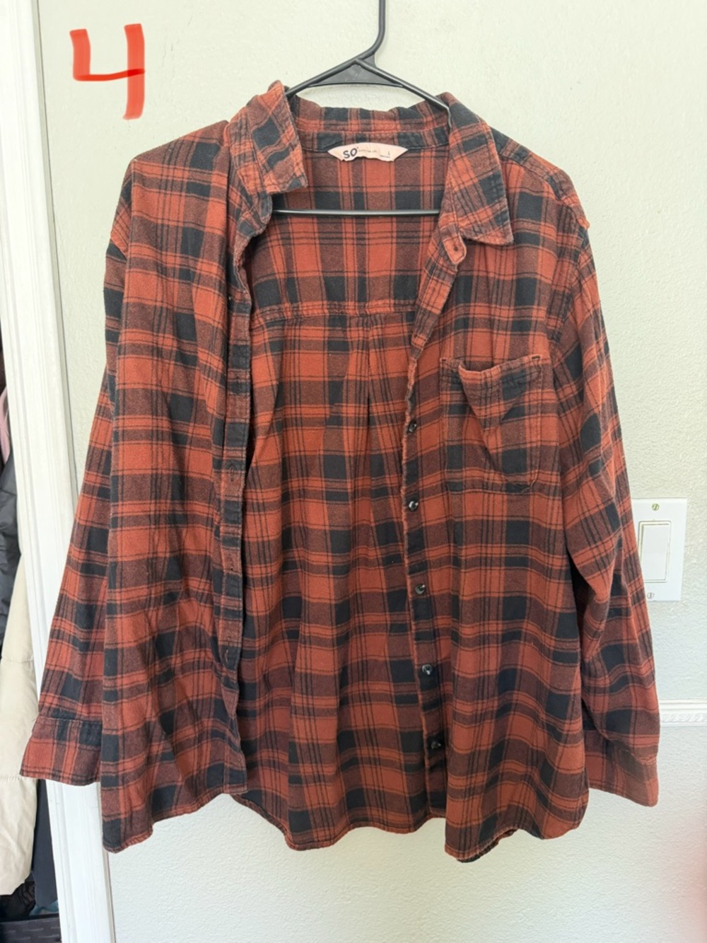 SO Orange and Black Plaid Button-Down Shirt
